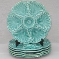 6 assiettes a huitres faience de gien a