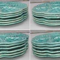 6 assiettes a huitres faience de gien c