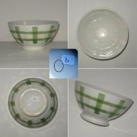 Ancien bol a cotes sur pied douche decor torchon traits verts b 2