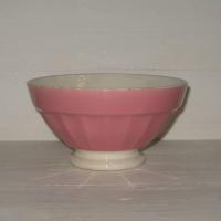 Ancien bol a cotes sur pied douche rose 1