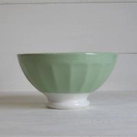 Ancien bol a cotes sur pied douche vert 1
