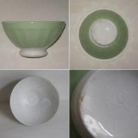 Ancien bol a cotes sur pied douche vert 2