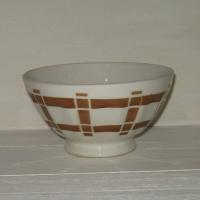 Ancien bol decor torchon traits marrons 1