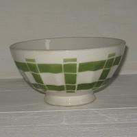 Ancien bol decor torchon traits verts 1