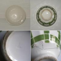 Ancien bol decor torchon traits verts 2