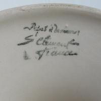 Ancien compotier sur pied en barbotine framboises st clement france 5