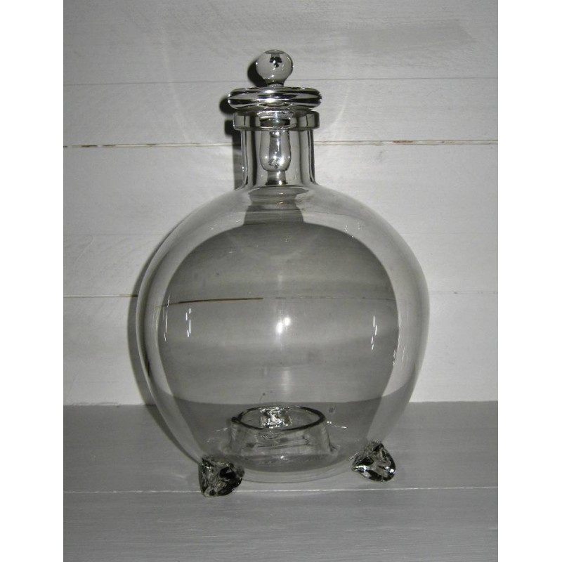 Ancien gobe mouches complet en verre souffle 2
