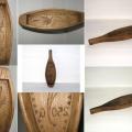 Ancien moule a beurre en bois decor fleur des montagnes 1