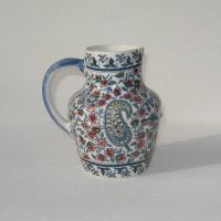 Ancien pichet pot a lait en faience de gien decor cachemire 1