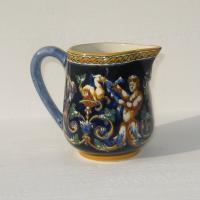 Ancien pichet pot a lait en faience de gien decor renaissance 1