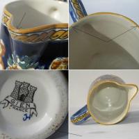 Ancien pichet pot a lait en faience de gien decor renaissance 3