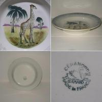 Ancien plat decor a la girafe saint amand 3