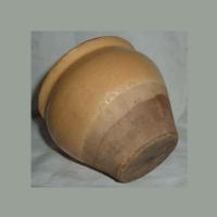 Ancien pot a confiture conique en gres vernisse jaune paille et gres brut ht 8 5cm 4