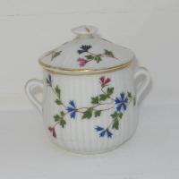 Ancien pot a creme en porcelaine blanche a decor dit aux barbeaux 4 a