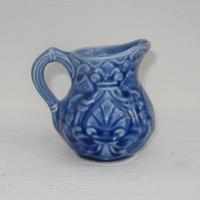 Ancien pot a creme pot a lait bleu en barbotine de onnaing 1