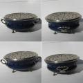 Ancien rechaud chauffe plat tole emaillee bleue 1