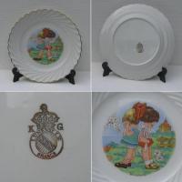 Ancienne assiette a dessert decor enfants bouderie 2