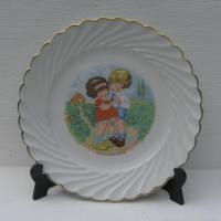 Ancienne assiette a dessert decor enfants douce rencontre 1