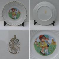 Ancienne assiette a dessert decor enfants en promenade 2