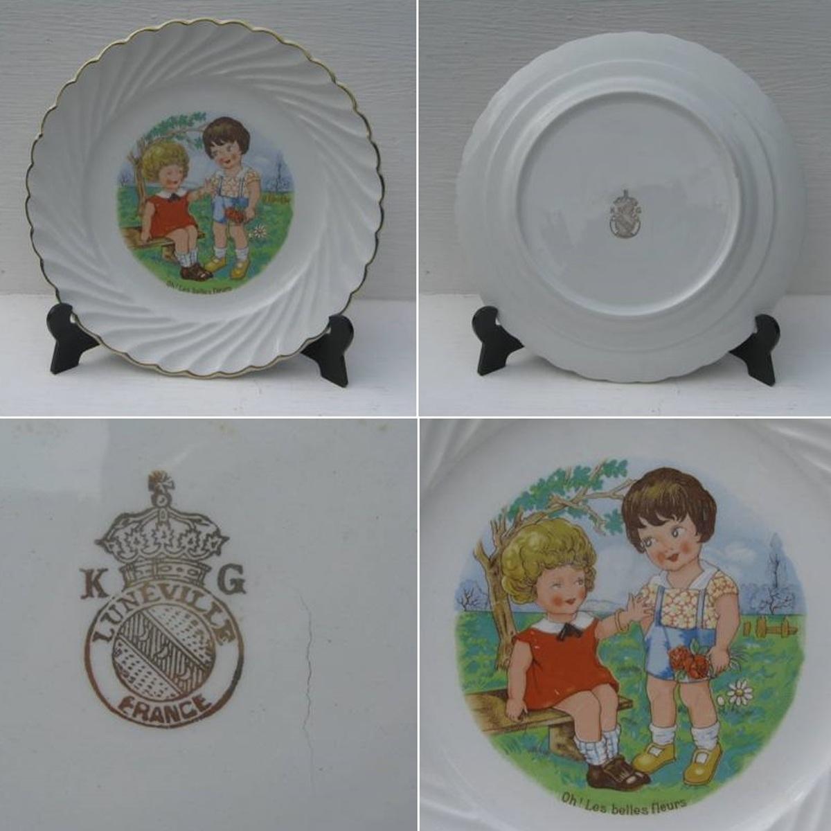 Ancienne assiette a dessert decor enfants oh les belles fleurs 2