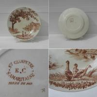 Ancienne assiette a dessert scene champetre samaritaine 3