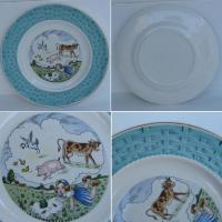 Ancienne assiette en faience fables de la fontaine la laitiere et le pot au lait 2