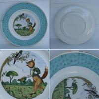 Ancienne assiette en faience fables de la fontaine le corbeau et le renard 2