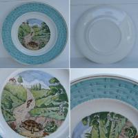 Ancienne assiette en faience fables de la fontaine le lievre et la tortue 2