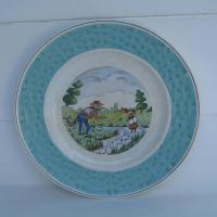 Ancienne assiette en faience fables de la fontaine le loup et l agneau 1