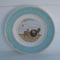 Ancienne assiette en faïence fable De La Fontaine le lion et le moucheron