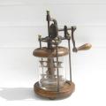 Ancienne baratte à beurre 19ème en bois métal et bol en verre soufflé