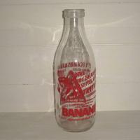 Ancienne bouteille de lait en verre publicitaire a