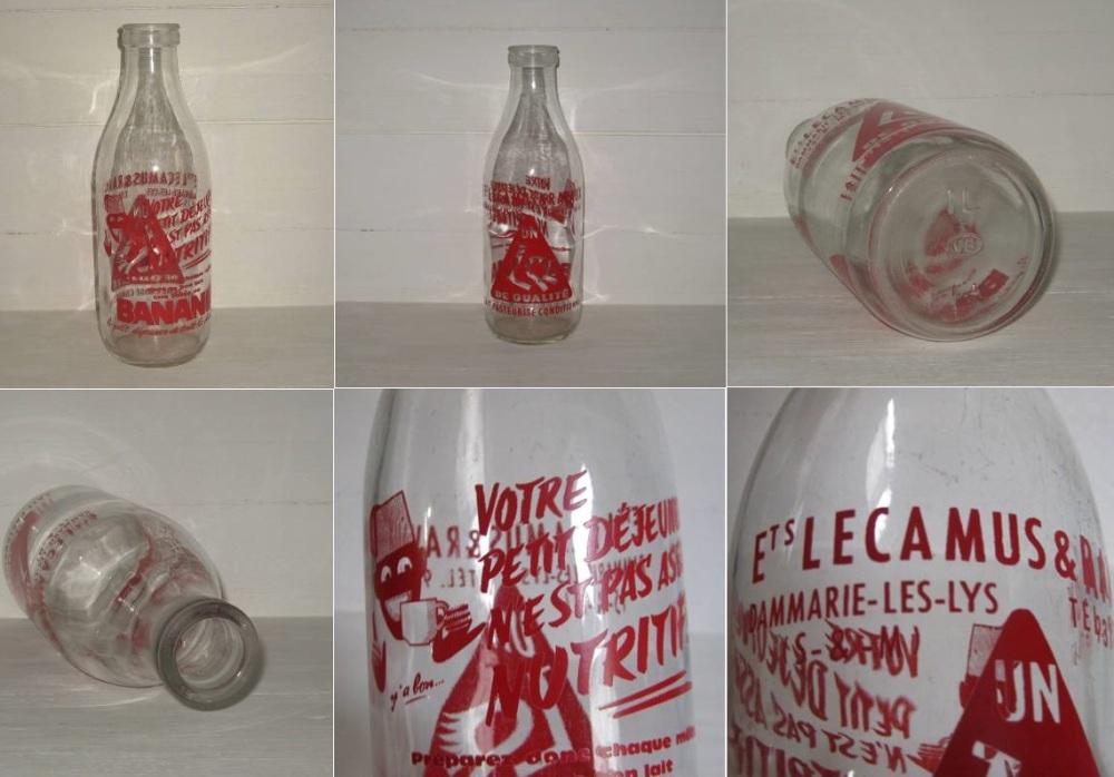 Ancienne bouteille de lait en verre publicitaire b