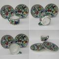 Ancienne grande tasse decoree de cerises prunes etc et deux soucoupes abimees villeroy et boch wallerfangen modele 2595 a
