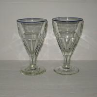 Anciens verres de bistrot rebord bleu lot 1 a