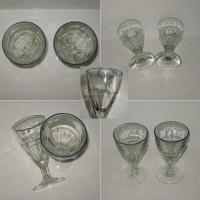 Anciens verres de bistrot rebord bleu lot 2 b