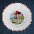 Ancienne assiette à dessert décor d'enfants intitulée Bouderie