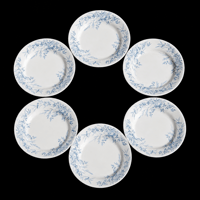 Assiette plate en faience de creil et montereau modele linotte bleu x6 terre de fer 2