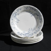 Assiette plate en faience de creil et montereau modele linotte bleu x6 terre de fer 3