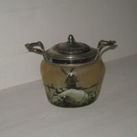 Biscuitier pot a biscuits ou sucrier decor paysage hollandais enneige legras 1