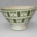 Ancien bol sur pied douche Badonviller frises vertes