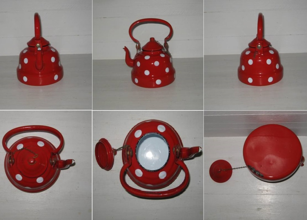 Bouilloire rouge a pois blancs 2