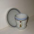 Brulot et sa soucoupe porcelaine epaisse rayures bleues et dorure 4 a