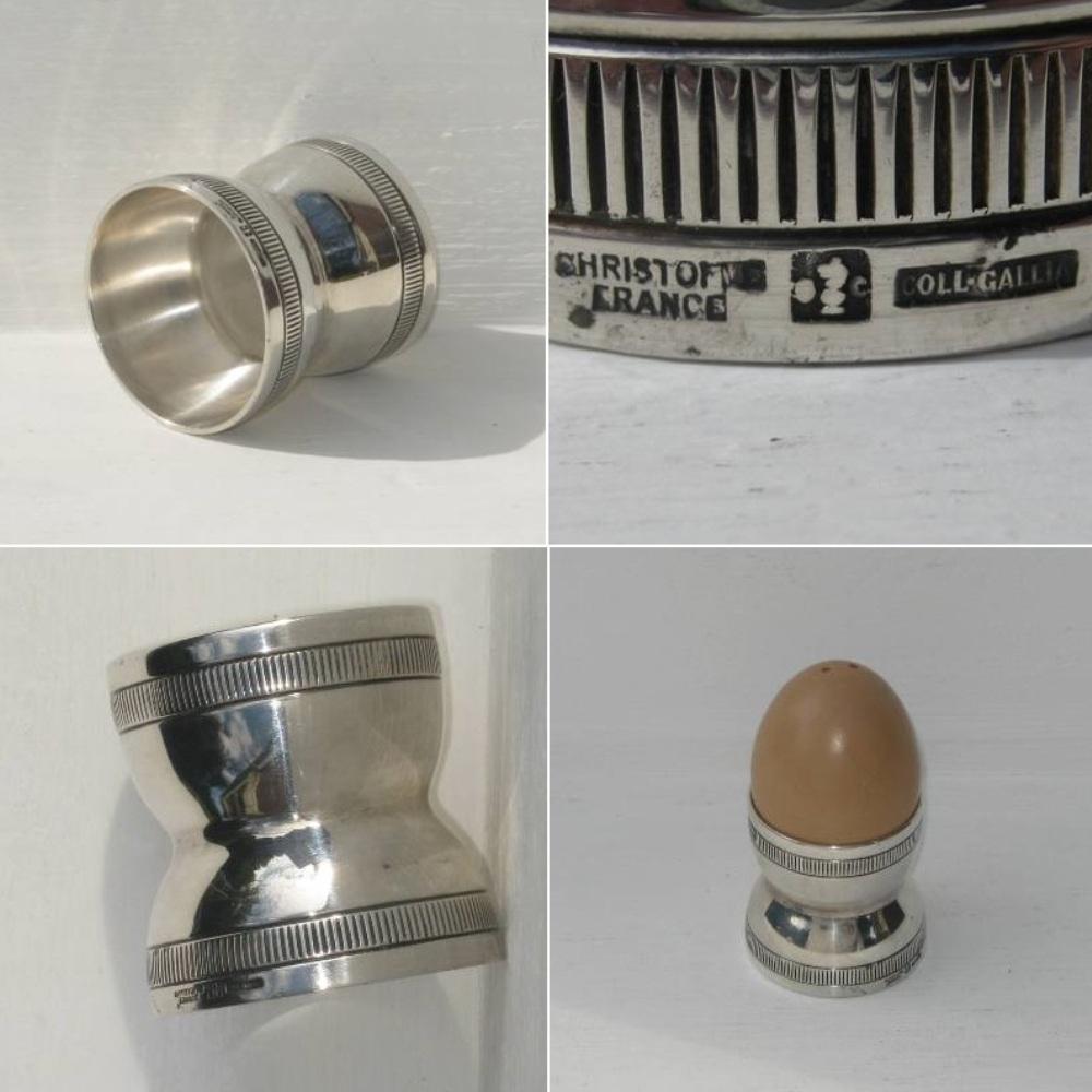 Coquetier diabolo art deco metal argente christofle collection gallia deux frises 2