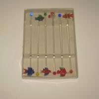 Ensemble de six agitateurs a boissons vintage en verre de murano decor poissons colores 2