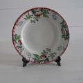 Ancienne assiette sur pied compotier Montmorency Longwy décor cerises cherry