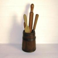 Pot en bois facon tonneau range ustensiles de cuisine 2