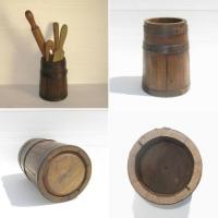 Pot en bois facon tonneau range ustensiles de cuisine 3
