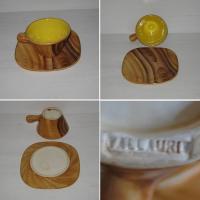 Tasse faux bois vallauris fond jaune