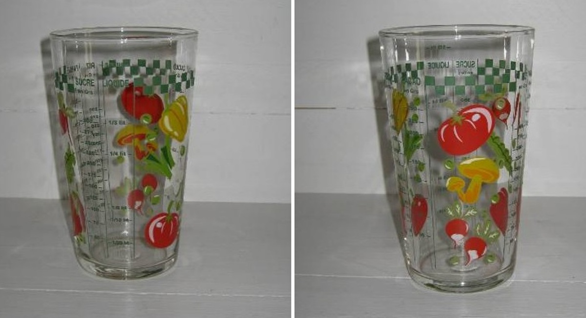 Verre doseur decor legumes